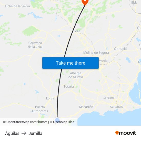 Águilas to Jumilla map