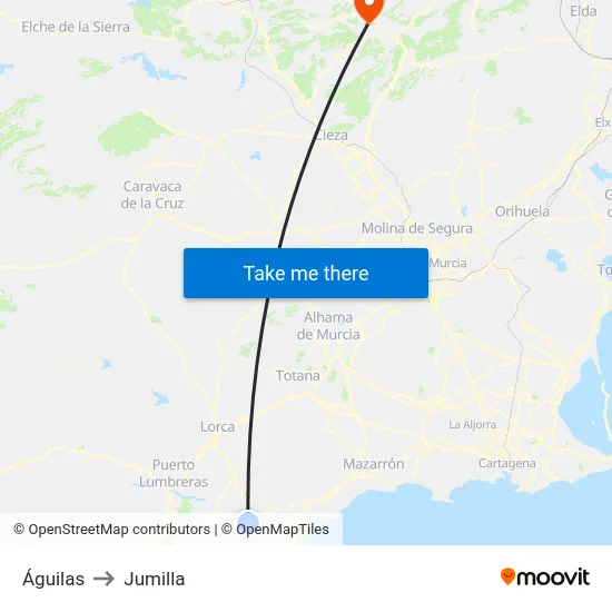 Águilas to Jumilla map