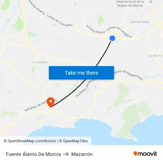 Fuente Álamo De Murcia to Mazarrón map