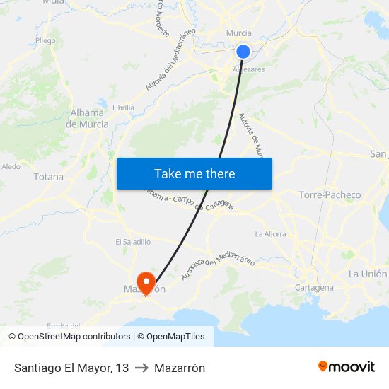Santiago El Mayor, 13 to Mazarrón map
