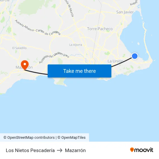 Los Nietos Pescadería to Mazarrón map