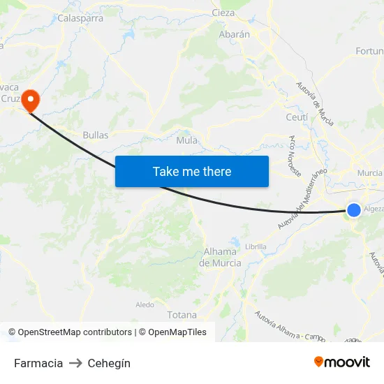 Farmacia to Cehegín map