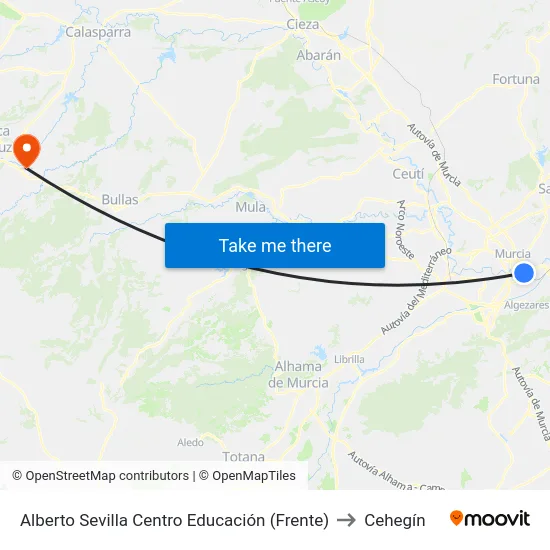 Alberto Sevilla Centro Educación (Frente) to Cehegín map