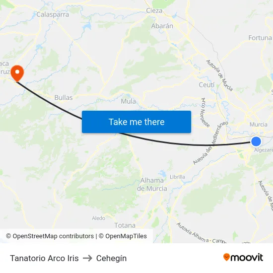 Tanatorio Arco Iris to Cehegín map