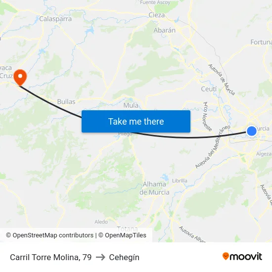 Carril Torre Molina, 79 to Cehegín map
