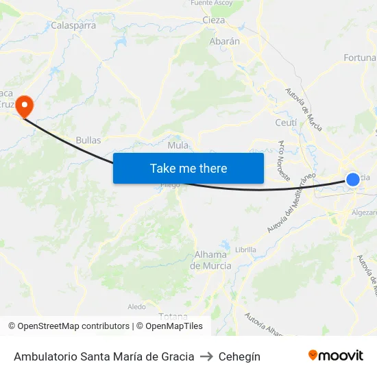 Ambulatorio Santa María de Gracia to Cehegín map