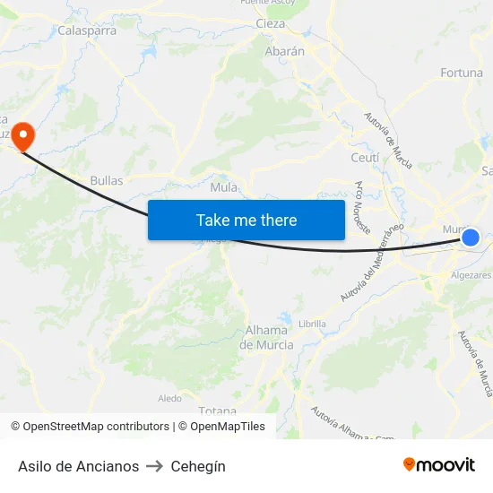 Asilo de Ancianos to Cehegín map