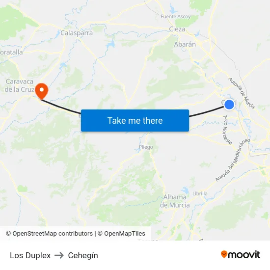 Los Duplex to Cehegín map