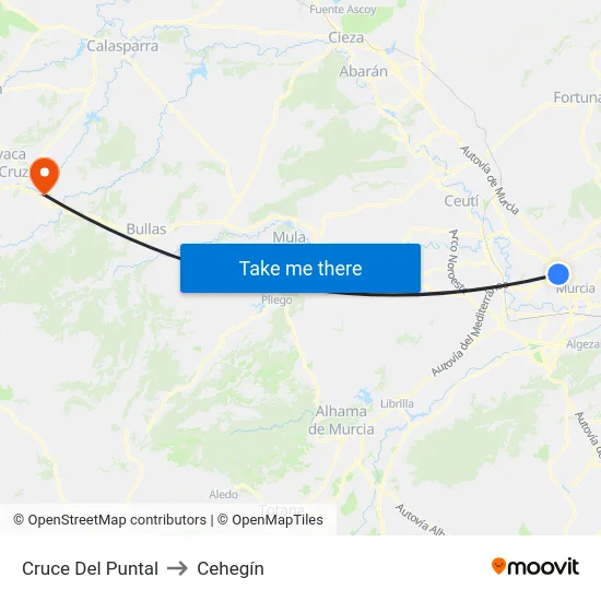 Cruce Del Puntal to Cehegín map