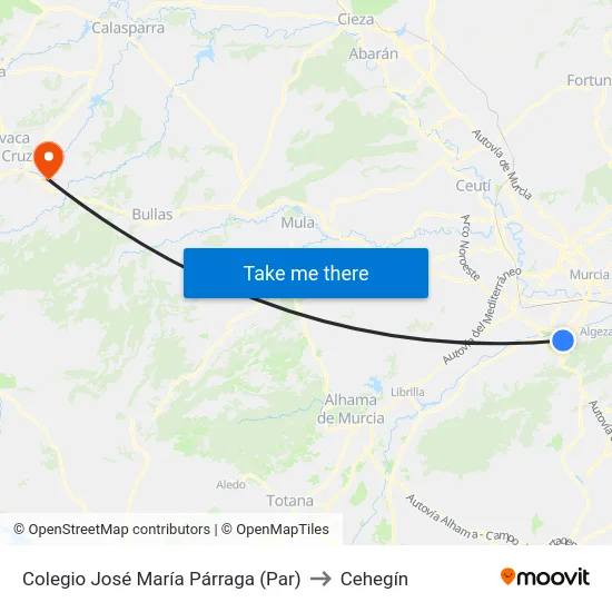 Colegio José María Párraga (Par) to Cehegín map