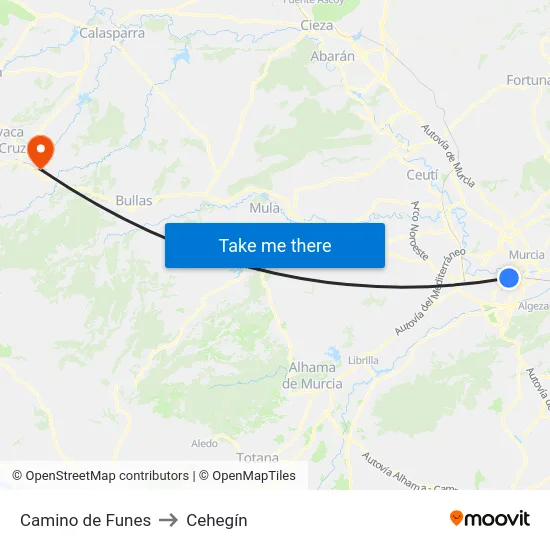 Camino de Funes to Cehegín map