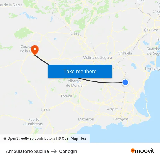 Ambulatorio Sucina to Cehegín map