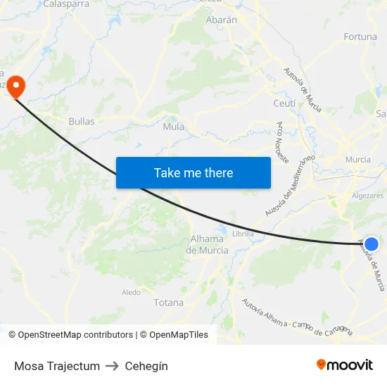 Mosa Trajectum to Cehegín map