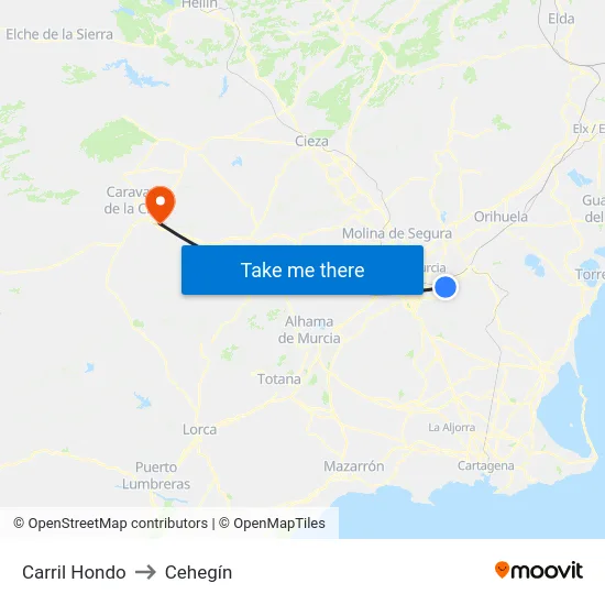 Carril Hondo to Cehegín map