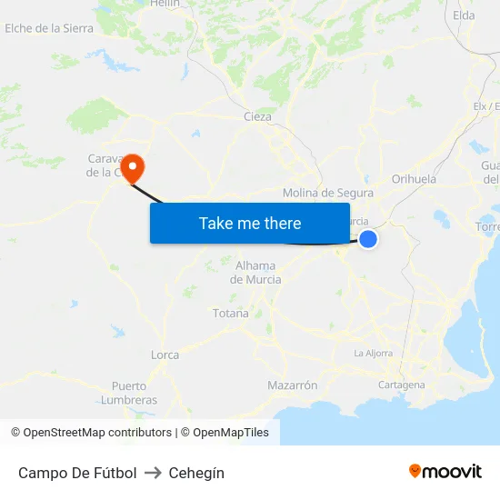 Campo De Fútbol to Cehegín map