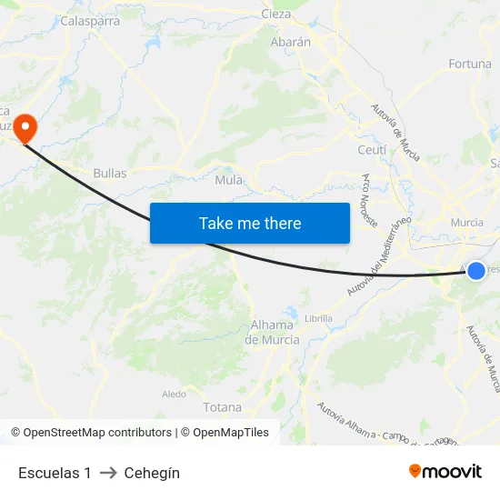 Escuelas 1 to Cehegín map