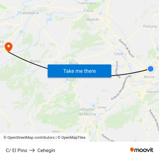 C/ El Pino to Cehegín map