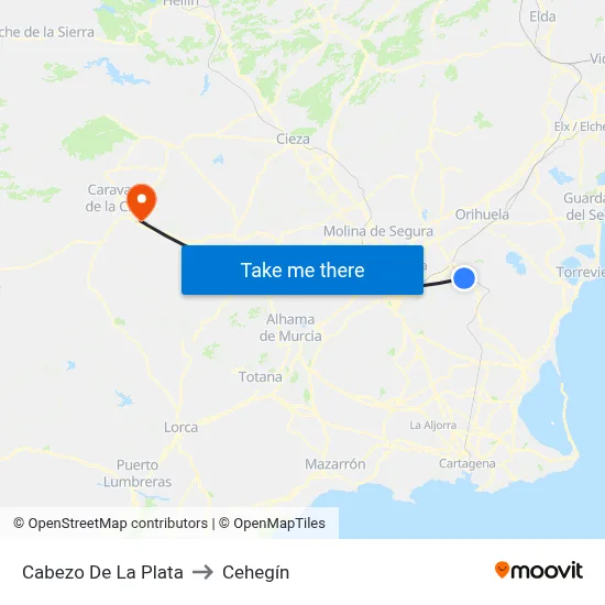 Cabezo De La Plata to Cehegín map