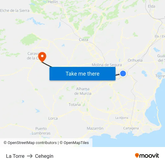 La Torre to Cehegín map