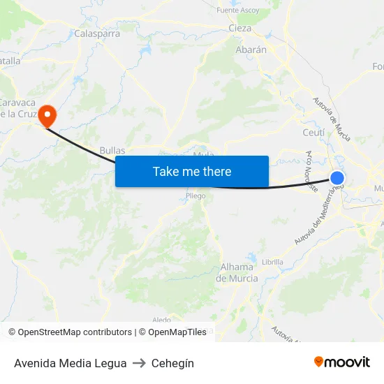 Avenida Media Legua to Cehegín map