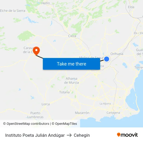 Instituto Poeta Julián Andúgar to Cehegín map
