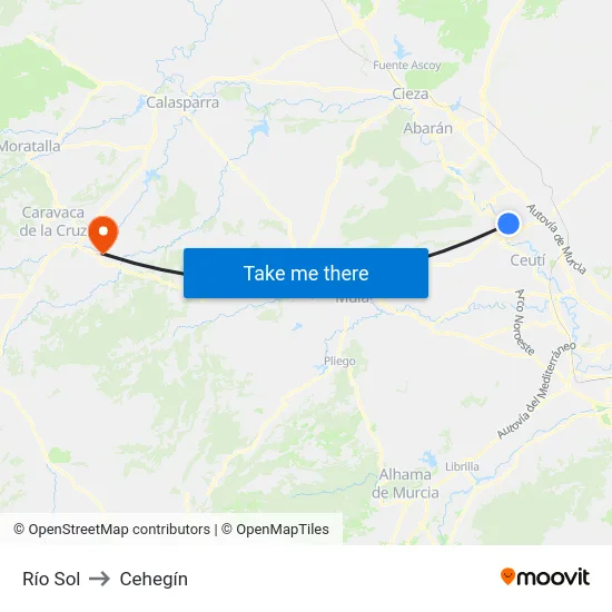 Río Sol to Cehegín map