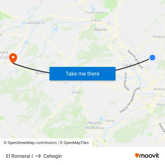 El Romeral I to Cehegín map
