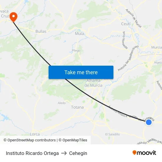 Instituto Ricardo Ortega to Cehegín map