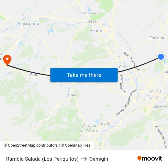 Rambla Salada (Los Periquitos) to Cehegín map