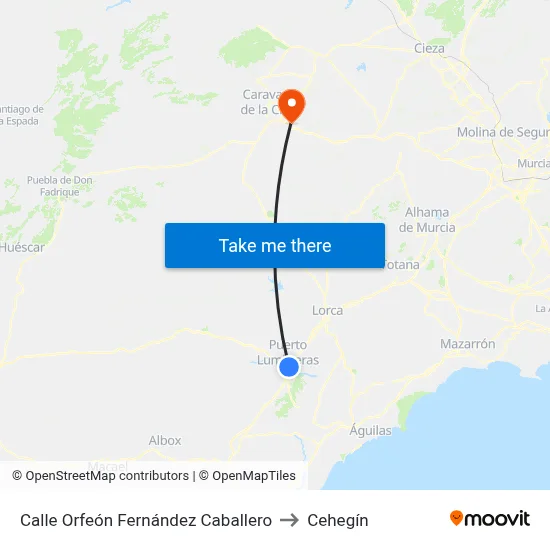 Calle Orfeón Fernández Caballero to Cehegín map