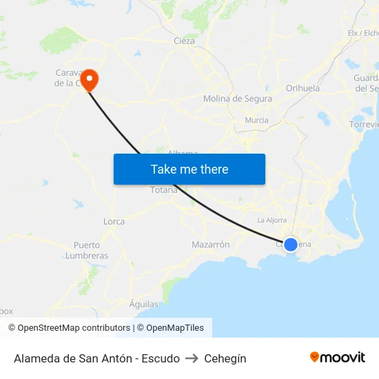 Alameda de San Antón - Escudo to Cehegín map