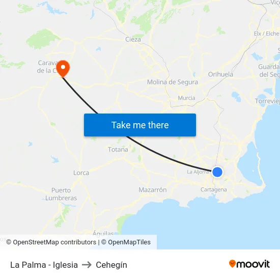 La Palma - Iglesia to Cehegín map