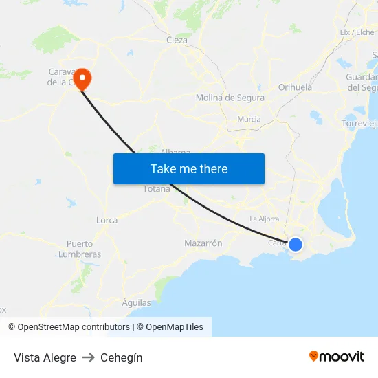 Vista Alegre to Cehegín map