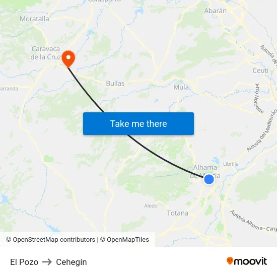 El Pozo to Cehegín map