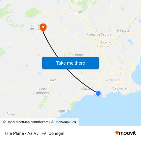 Isla Plana - Aa.Vv. to Cehegín map
