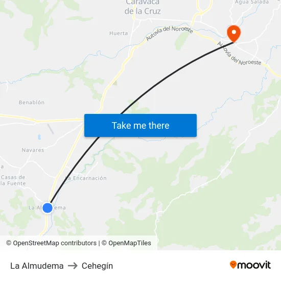 La Almudema to Cehegín map
