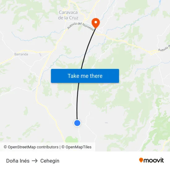 Doña Inés to Cehegín map