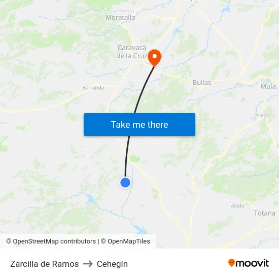 Zarcilla de Ramos to Cehegín map