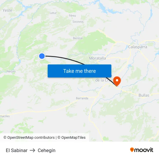 El Sabinar to Cehegín map