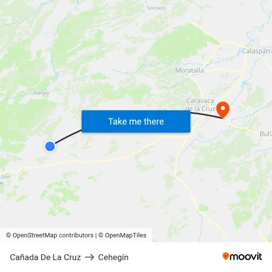 Cañada De La Cruz to Cehegín map