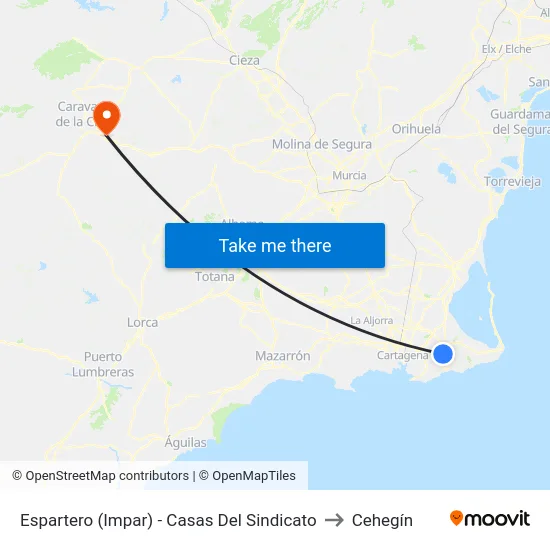 Espartero (Impar) - Casas Del Sindicato to Cehegín map