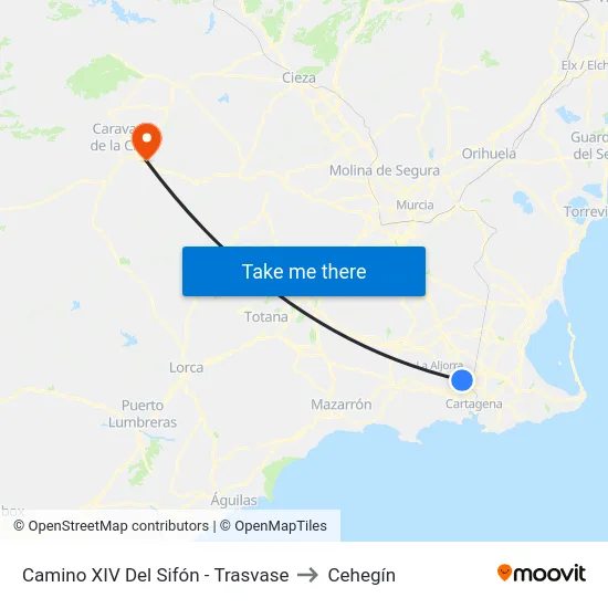 Camino XIV Del Sifón - Trasvase to Cehegín map