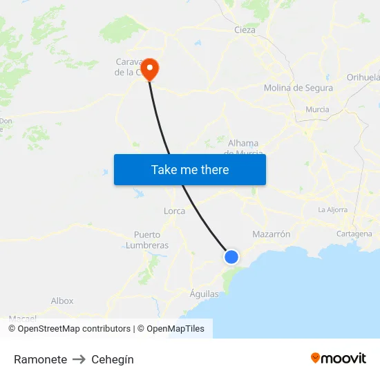 Ramonete to Cehegín map