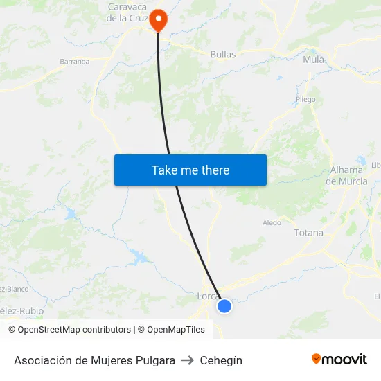 Asociación de Mujeres Pulgara to Cehegín map