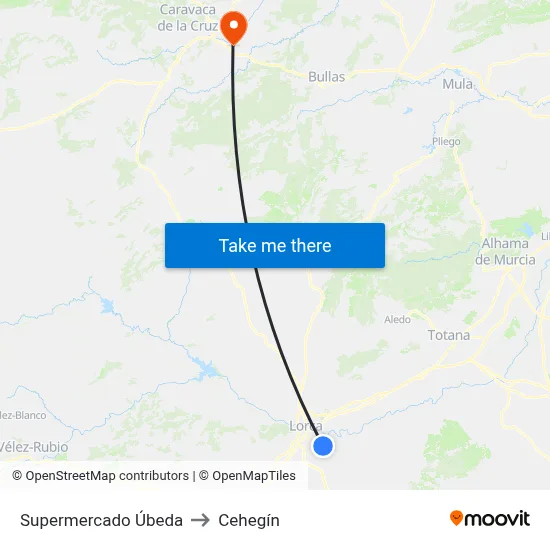 Supermercado Úbeda to Cehegín map