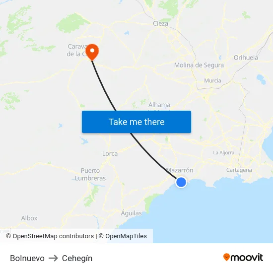 Bolnuevo to Cehegín map