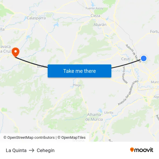 La Quinta to Cehegín map