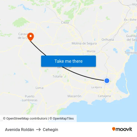 Avenida Roldán to Cehegín map