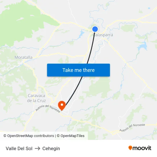 Valle Del Sol to Cehegín map