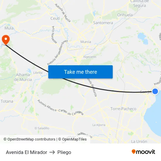 Avenida El Mirador to Pliego map
